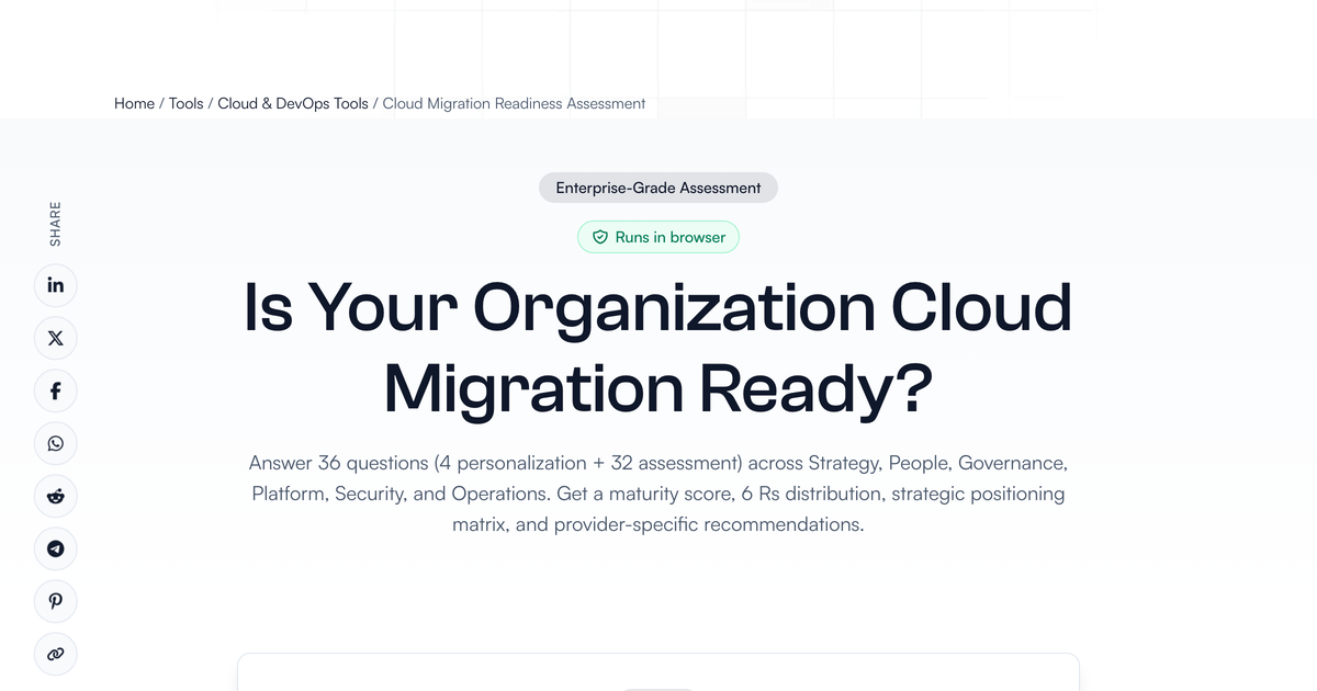 Free Cloud Migration Readiness Assessment | Enterprise-Grade AWS/Azure ...