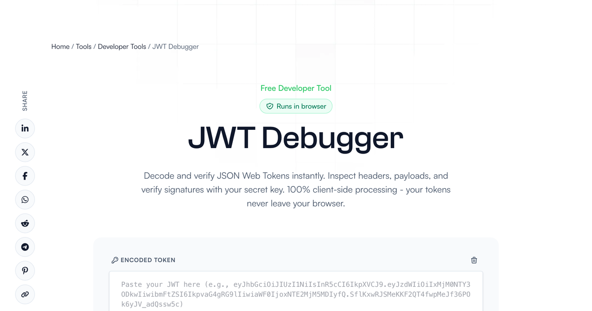 Free JWT Debugger - Decode & Verify JSON Web Tokens Online | DigitalCoding