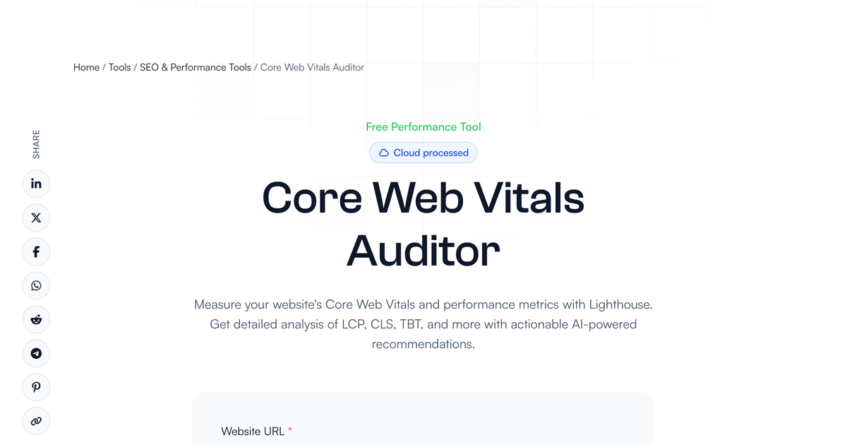 Free Core Web Vitals Auditor - Performance Metrics & Lighthouse ...